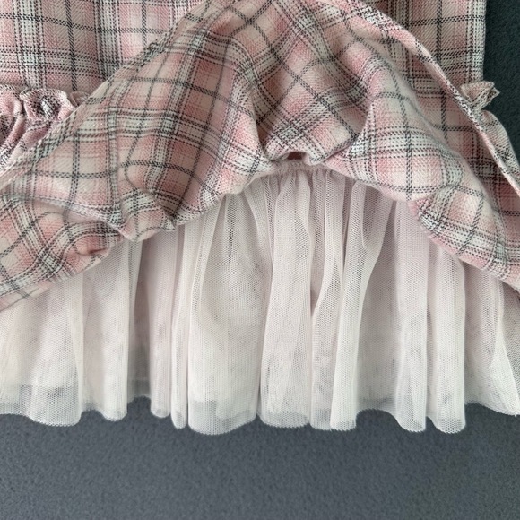 🌸3/$15🌸 WENDY BELLISSIMO Pink Grey Plaid Rhinestone Bow Ruffled Hem Dress 6-9m - Picture 11 of 11